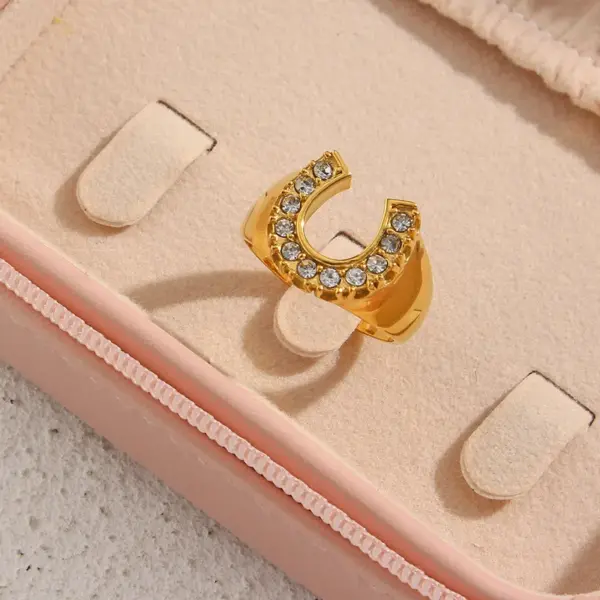 PVD Coated Real Gold Plated 18K Gold Geometric 304 Stainless Steel Fashion Waterproof Non Tarnish Rings