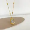 Wholesale PVD Coated Real Gold Plated 18K Rose 304 Stainless Steel Sweet Simple Style Waterproof Non Tarnish Pendant Necklace Long