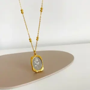 Wholesale PVD Coated Real Gold Plated 18K Rose 304 Stainless Steel Sweet Simple Style Waterproof Non Tarnish Pendant Necklace Long