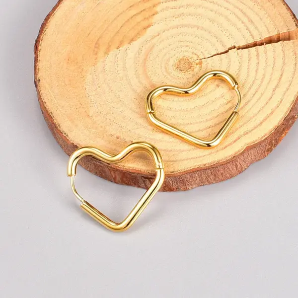 PVD Coated Real Gold Plated 18K Gold Heart 304 Stainless Steel Titanium Steel Waterproof Non Tarnish Earrings