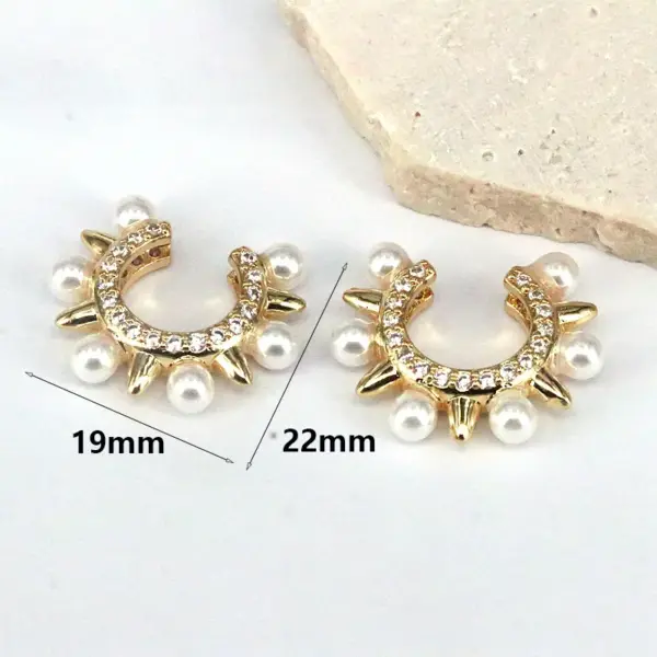 Wholesale 1 Pair Elegant Streetwear Geometric Plating Inlay Copper Artificial Pearls Zircon 18k Gold Plated Ear Studs