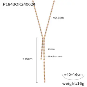 Gold White Zirconium Necklace