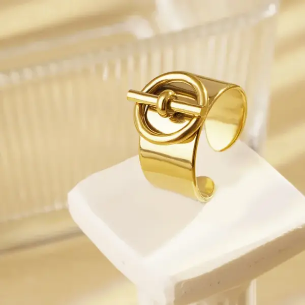 Wholesale Real Gold Plated OT 304 Stainless Steel Modern Style Classic Style Waterproof Non Tarnish Open Rings