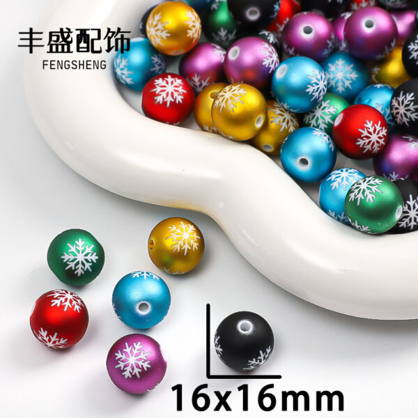 Wholesale Acrylic frosted textured paint snowflake Christmas colored beads