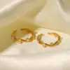 Wholesale PVD Coated Real Gold Plated Geometric 316 Stainless Steel Retro Waterproof Non Tarnish Open Ring