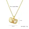 Wholesale Jewelry Elegant Shell 304 Stainless Steel Copper Artificial Pearls Zircon 18K Gold Plated K Gold Plated Plating Inlay Pendant Necklace