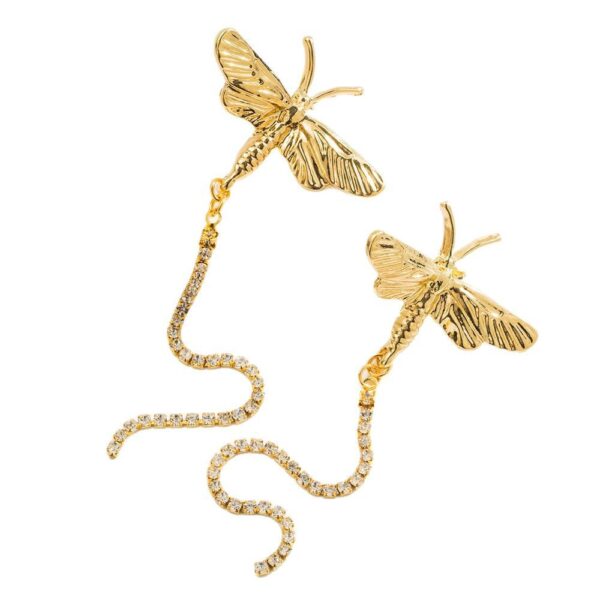 oly-38b067dbb4bc6469c243c08afc243217 Wholesale Cross-border New Retro Dragonfly Flash Diamond Tassel Long Earrings Women's Elegant Fashion High-end Light Luxury Socialite Earrings