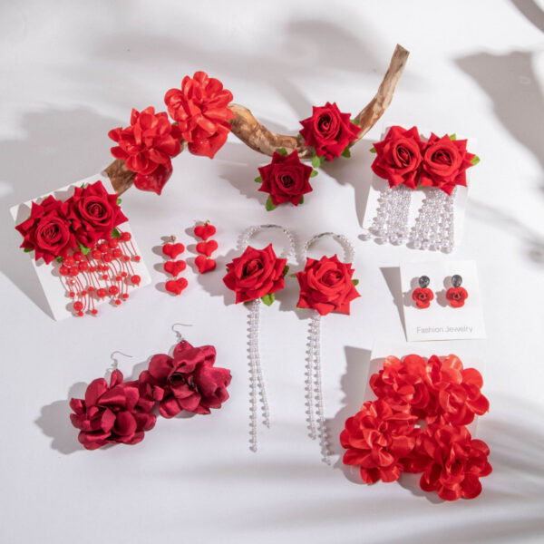 Wholesale Fabric colorful flower earrings