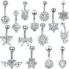 Wholesale 1 Piece Sweet Heart Shape Stainless Steel Plating Inlay Zircon Women's Belly Ring