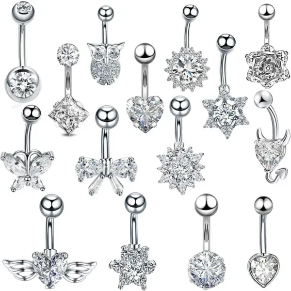 Wholesale 1 Piece Sweet Heart Shape Stainless Steel Plating Inlay Zircon Women's Belly Ring
