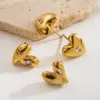 Wholesale 1 Pair Basic Sweet Heart Shape 304 Stainless Steel Zircon 18K Gold Plated Ear Studs