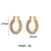 Wholesale 1 Pair Fashion U Shape Plating Inlay 304 Stainless Steel Pearl Zircon 18K Gold Plated PVD Coated Hoop Earrings