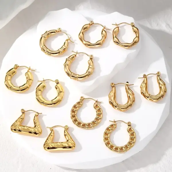 Wholesale 1 Pair Vintage Style Simple Style Classic Style Geometric 201 Stainless Steel Earrings