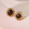 Wholesale 304 Stainless Steel Plastic Geometric Electroplating Imitation Gold Elegant Glam Classic Style Ear Studs