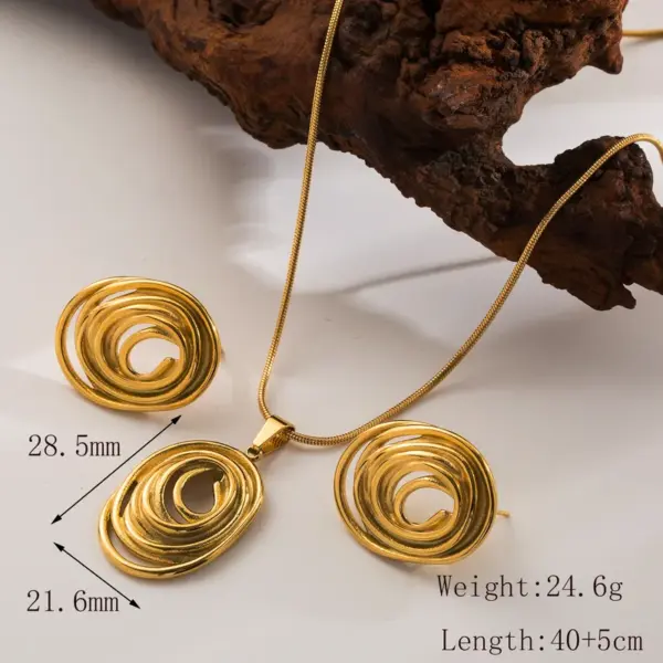 Wholesale Jewelry IG Style Simple Style Round Solid Color 304 Stainless Steel 18K Gold Plated Hollow Out Jewelry Set