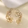 304 Stainless Steel Flower PVD Coated Stone-Free Real Gold Plated Retro Classic Style Waterproof Non Tarnish Plating Bangle