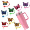Wholesale Personalized Butterfly Straw Cover, Straw Cap, Dust Plug, Cute Cartoon Party Straw Decorative Plug, Factory Direct Sale