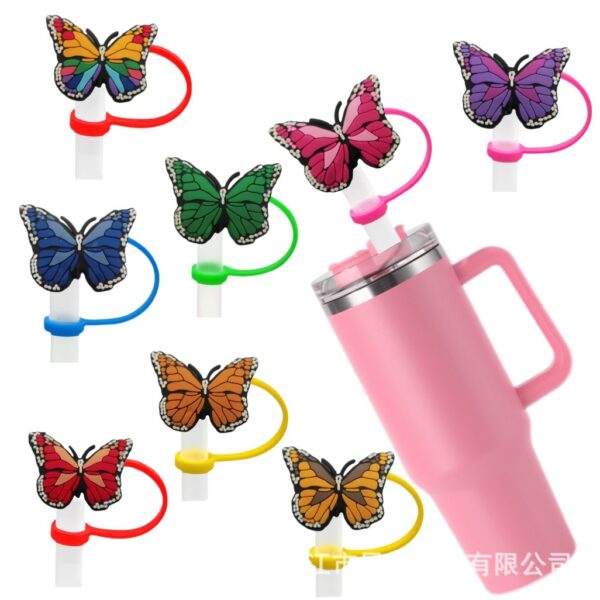 Wholesale Personalized Butterfly Straw Cover, Straw Cap, Dust Plug, Cute Cartoon Party Straw Decorative Plug, Factory Direct Sale