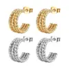 Wholesale PVD Coated 18K Gold Real Gold Plated C Shape 201 Stainless Steel Fashion Waterproof Non Tarnish Ear Studs