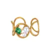 Wholesale PVD Coated Real Gold Plated 18K Gold Geometric 304 Stainless Steel Vintage Style French Style Waterproof Non Tarnish Open Rings