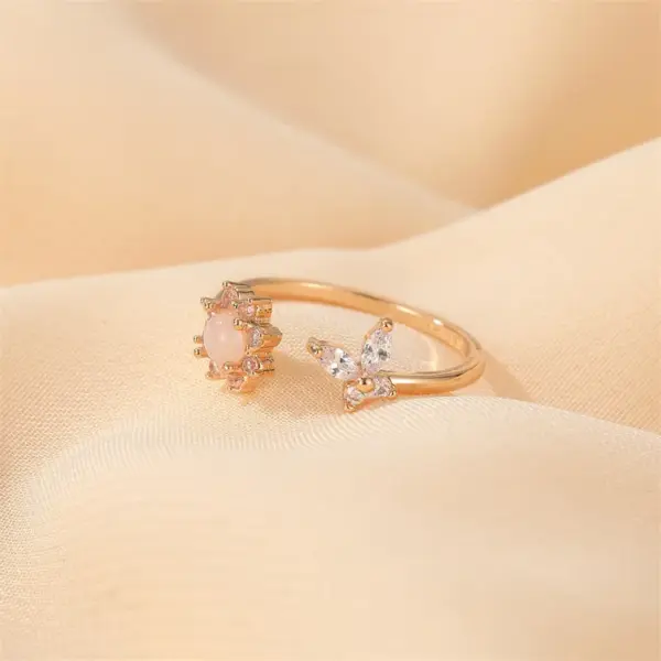 Wholesale Copper Plating Flower Artificial Gemstones Copper Rings