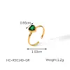 Wholesale 304 Stainless Steel Heart Shape PVD Coated Zircon 18K Real Gold Plated Vacation Modern Style IG Style Waterproof Non Tarnish Inlay Red Open Rings