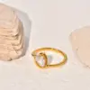 Wholesale 304 Stainless Steel Water Droplets PVD Coated Zircon 18K Real Gold Plated Vintage Style Classic Style Affordable Luxury Style Rings