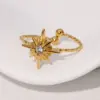 Wholesale PVD Coated Real Gold Plated 18K Gold Star 304 Stainless Steel Modern Style Simple Style IG Style Waterproof Non Tarnish Open Rings