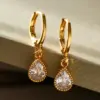 Wholesale 1 Pair Simple Style Commute Water Droplets Plating Inlay Copper Zircon 18k Gold Plated Earrings