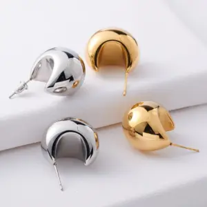Wholesale 1 Pair Simple Style Solid Color Plating Titanium Steel Gold Plated Ear Studs