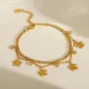 Wholesale Beach Sweet Artistic Star Flower Butterfly 304 Stainless Steel 18K Gold Plated Zircon Bracelets In Bulk