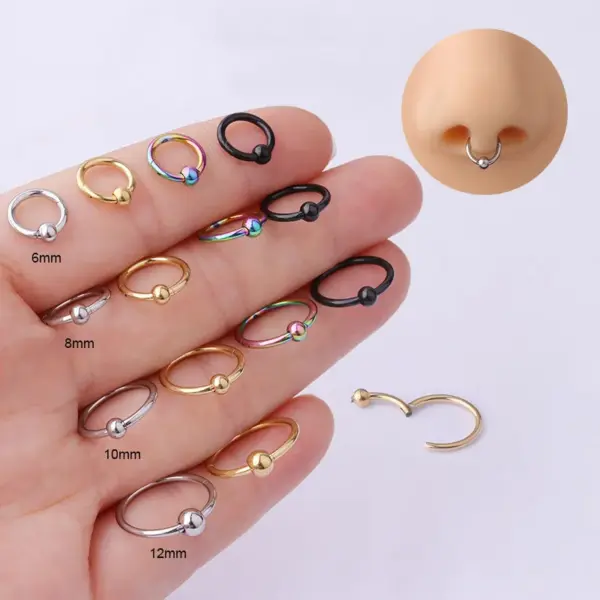 316L Stainless Steel Nose Rings & Studs Circle Waterproof Non Tarnish Surgical Steel Women'S Unisex