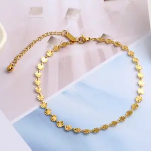 Wholesale Simple Style Flower Titanium Steel Plating 18k Gold Plated Women's Anklet