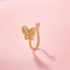 Wholesale Fashion Butterfly Copper Inlaid Zircon U-shaped False Nose Ring Piercing Jewelry Nose Pin