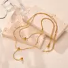 Wholesale PVD Coated Real Gold Plated 18K Gold Solid Color 201 Stainless Steel Elegant Streetwear IG Style Waterproof Non Tarnish 201 Stainless Steel Double Layer Necklaces