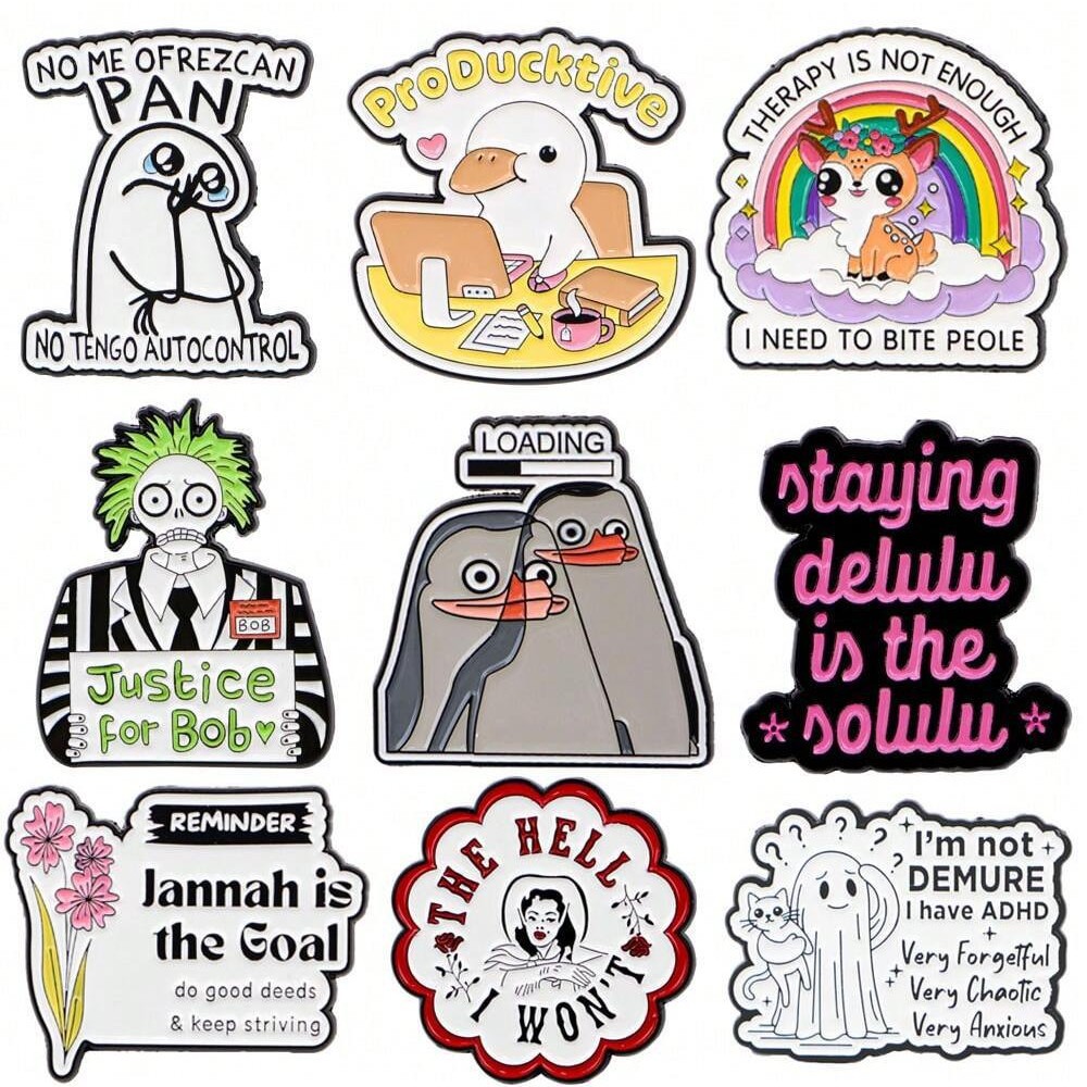 Wholesale Quote Brooch Cartoon Metal Badge Aessories