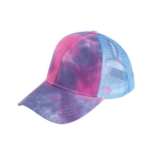 Wholesale Foreign trade new hat women's summer tie-dyed ponytail baseball cap back opening hat summer long hair beauty net cap