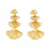 304 Stainless Steel Flower PVD Coated Stone-Free Real Gold Plated Handmade Romantic Shiny Waterproof Non Tarnish Surgical Steel Frill Drop Earrings Earrings