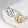 Wholesale PVD Coated Real Gold Plated Irregular Stainless Steel Fashion Waterproof Non Tarnish Open Ring
