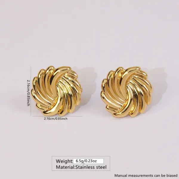 Wholesale 1 Pair Simple Style Streetwear Commute Round 304 Stainless Steel Imitation Gold Electroplating Ear Studs