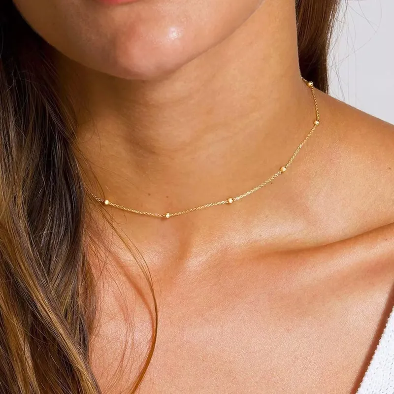 Wholesale Jewelry French Style Simple Style Commute Solid Color 304 Stainless Steel 18K Gold Plated Necklace