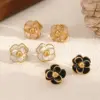 Wholesale PVD Coated Real Gold Plated 18K Gold Flower 304 Stainless Steel IG Style Retro Waterproof Non Tarnish Ear Studs
