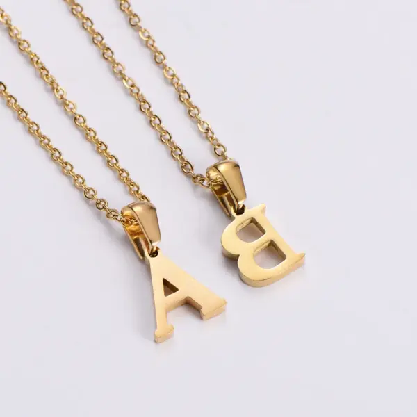 PVD Coated 18K Gold Plated Letter 304 Stainless Steel Simple Style Waterproof Non Tarnish Pendant Necklace