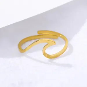 Wholesale European And American Fashion Simple Spray Wave Geometric Opening Ring