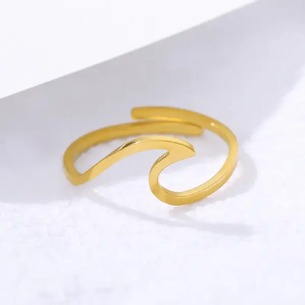Wholesale European And American Fashion Simple Spray Wave Geometric Opening Ring