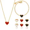 Wholesale 304 Stainless Steel Heart Shape PVD Coated Acrylic Shell 18K Gold Plated Real Gold Plated Elegant French Style Waterproof Non Tarnish Plating Inlay Gold Bracelets Earrings Necklace