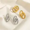 Wholesale Copper Oval Electroplating 18K Real Gold Plated Simple Style Gold Silver Drop Earrings