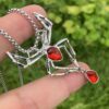 Wholesale Halloween Punk Retro Red Rhinestone Spider Necklace