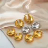 Wholesale 304 Stainless Steel Solid Color PVD Coated 18K Gold Plated Real Gold Plated Punk Simple Style Waterproof Non Tarnish Plating Gold Silver Earrings
