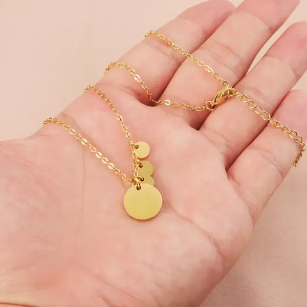 PVD Coated Real Gold Plated Geometric Customization Laser Engraving 304 Stainless Steel Simple Style Waterproof Non Tarnish Multi Charms Necklace